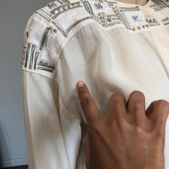 Vintage Joseph Ho cream silk beaded blouse - Picture 5 of 13